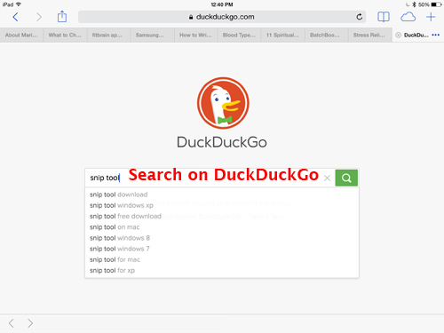 Image of a search page on DuckDuckGo