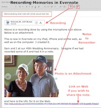note in Evernote with photo and recording
