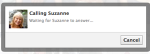 Waiting for Suzanne Facebook Message waiting for Suzanne to take call