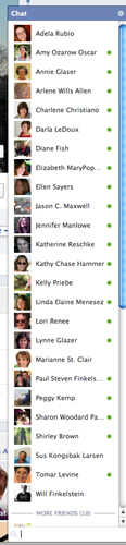 Facebook Friends with Pages open Facebook friends on chat