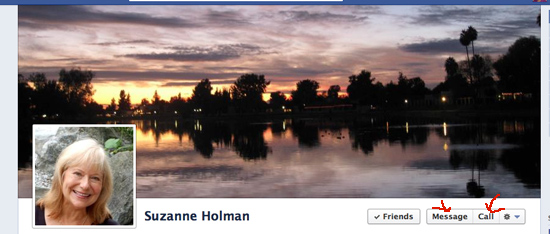 Suzanne's Facebook Timeline Calling Facebook friend from Timeline