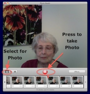 Take photo selector in Photo Booth on iMac